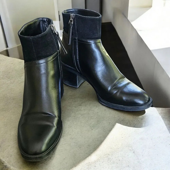 Zara Black Leather & Suede Chelsea Ankle Boots EUR 40 US 8 Basic Collection - Picture 1 of 9